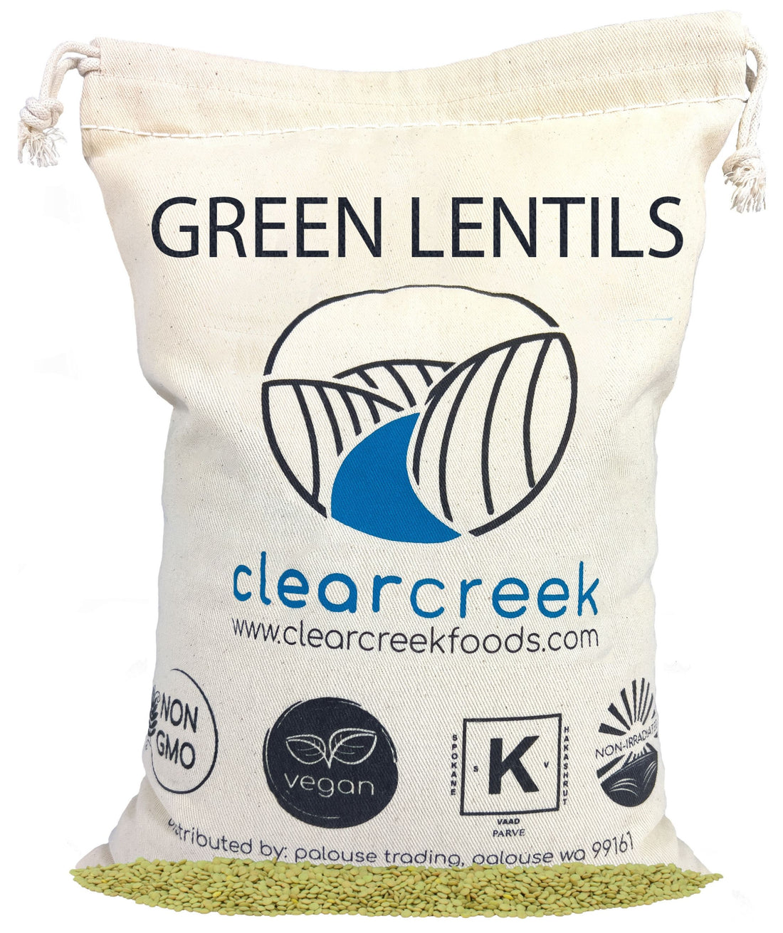Green Lentils | 4 LBS | Free 2-3 Day Shipping Woven Linen Bag with Drawstring