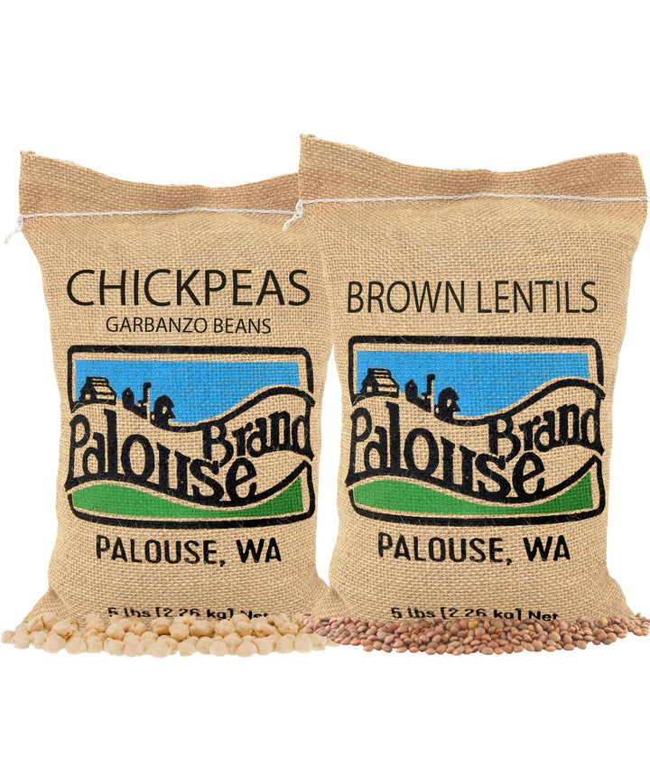 Chickpeas and Brown Lentils | 10 LBS, 5 LBS each | Woven Jute Bag