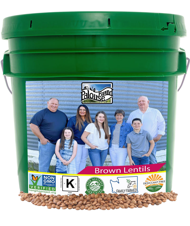 Brown Lentils | 25 LB Bucket | Long Term Food Storage Food Safe Storage Bucket with Re-Sealable Gasket Lid
