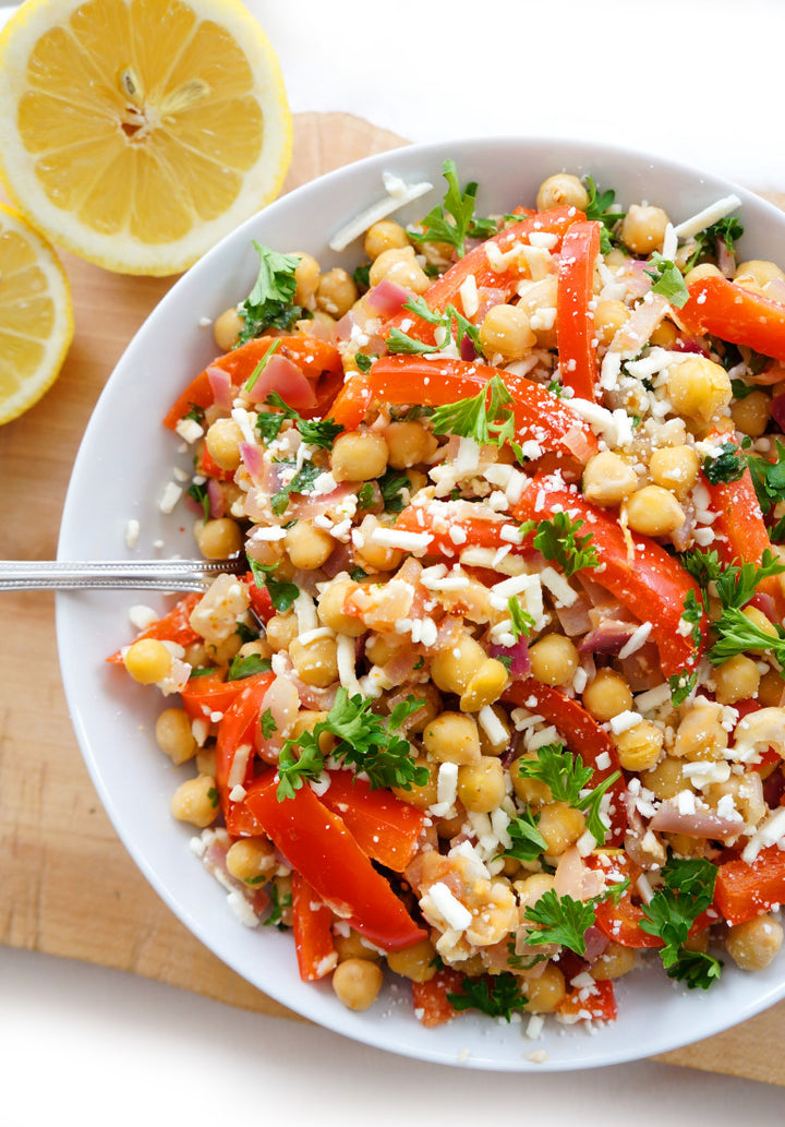 Chickpea Salad Recipe with feta cheese 