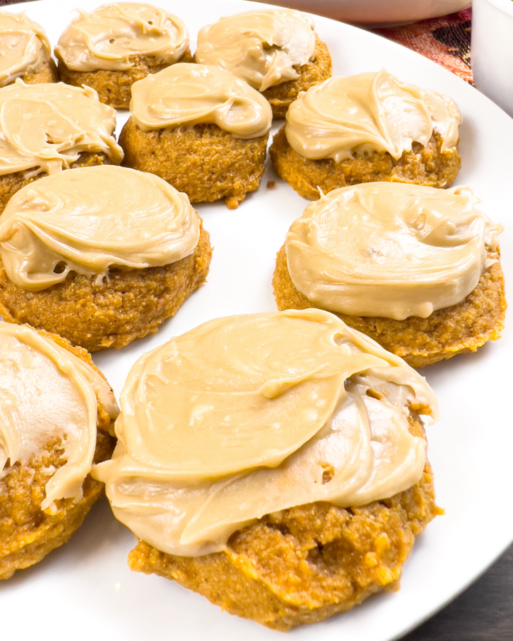 Whole Wheat Pumpkin Cookies with Brown Sugar Frosting