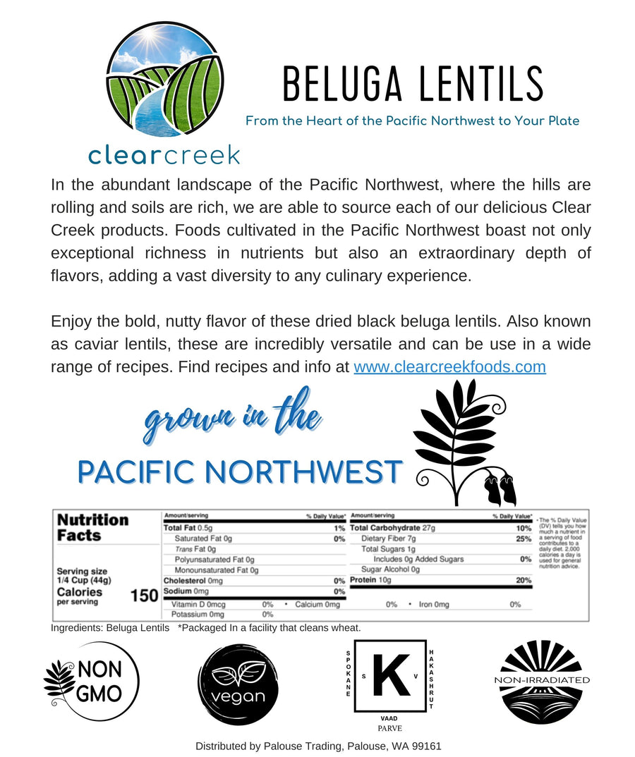 Nutrition Facts for Montana Grown Black Beluga Lentils
