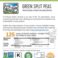 Nutrition Facts for Washington State Grown Split Peas