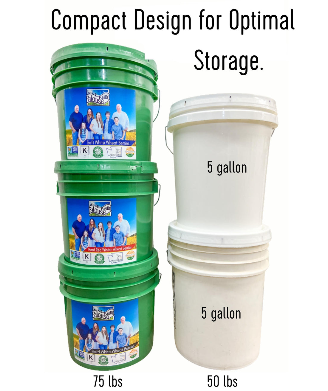 Long Term Food Storage Buckets for Washington State Hard Red Spring Wheat Berries