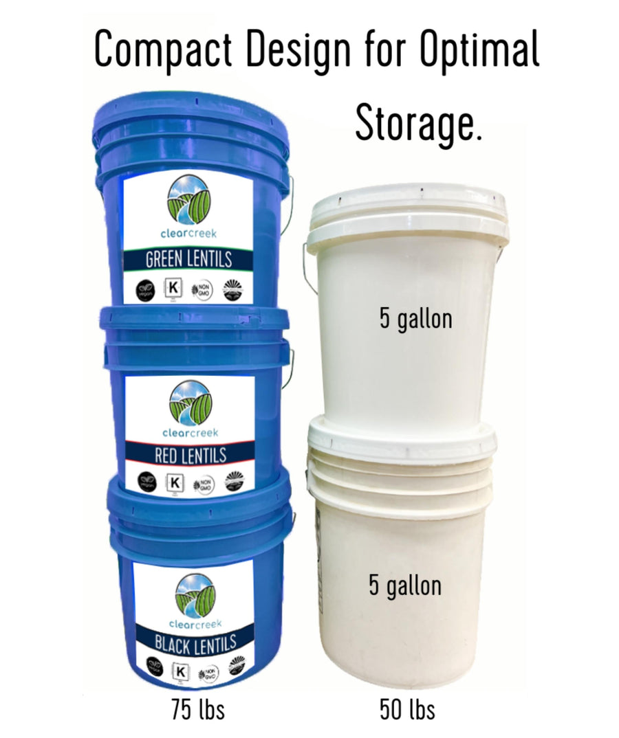 Long Term Food Storage Buckets for Montana Grown Black Beluga Lentils