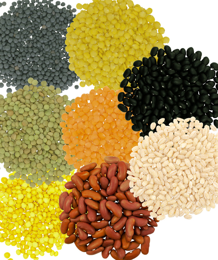 Clear Creek Bag Bundle, 32 LBS total [4 LBS each]: Black Beans, Black Lentils, Golden, Green, and Red Lentils, Pearled Barley, Yellow Split Peas and Kidney Beans