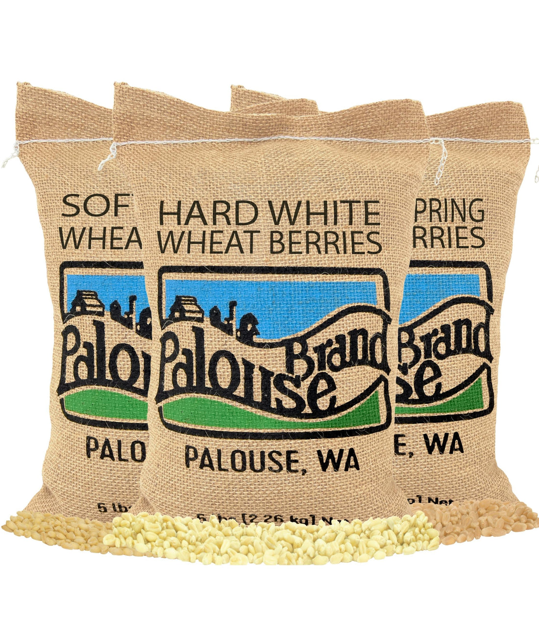 Wheat Bundle | 15 LBS: Hard White, Soft White and Hard Red Spring Wheat Berries (3 - 5 LB Burlap Bags)
