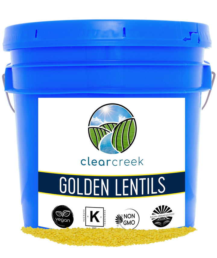 Golden Lentils | 25 LB Bucket | Long Term Food Storage Food Safe Storage Bucket with Re-Sealable Gasket Lid