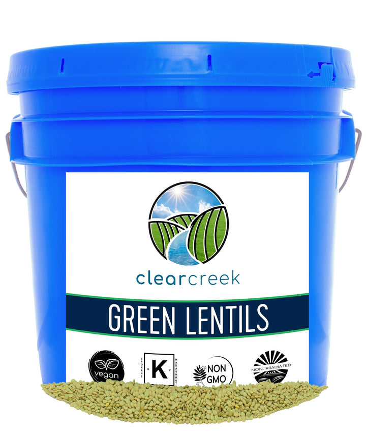 Green Lentils | 25 LB Long Term Food Storage Bucket Food Safe Storage Bucket with Re-Sealable Gasket Lid