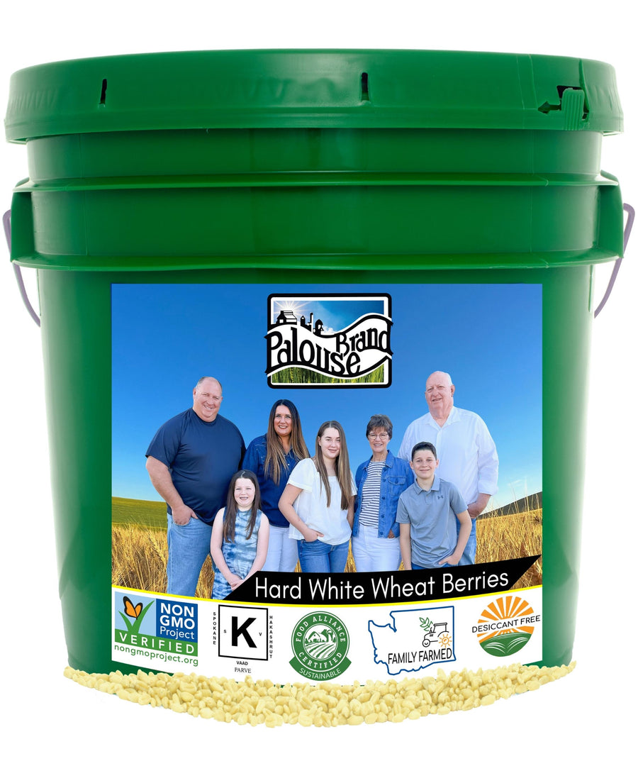 Hard White Wheat Berries| 25 LB Bucket | Long Term Food Storage Food Safe Storage Bucket with Re-Sealable Gasket Lid