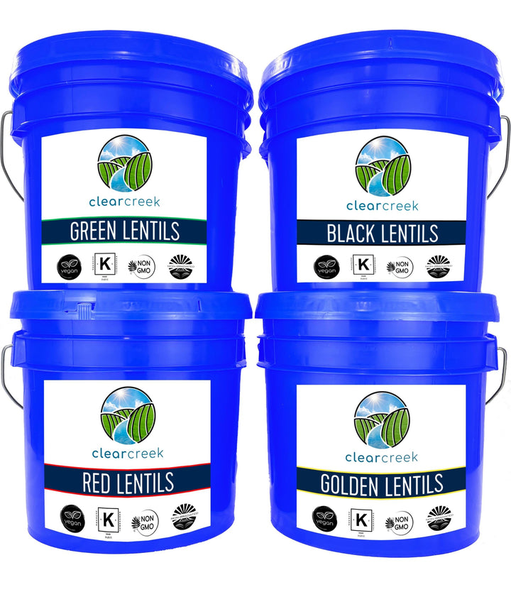 Bulk Lentil Variety Bundle | 100 LBS Food Safe Storage Bucket with Re-Sealable Gasket Lid