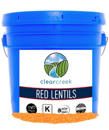 Red Lentils | 25 LB Bucket | Long Term Food Storage Food Safe Storage Bucket with Re-Sealable Gasket Lid