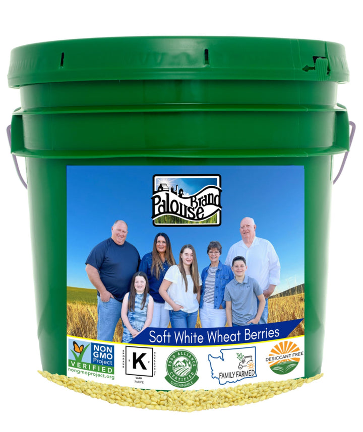 Soft White Wheat Berries| 25 LB Bucket | Long Term Food Storage Food Safe Storage Bucket with Re-Sealable Gasket Lid