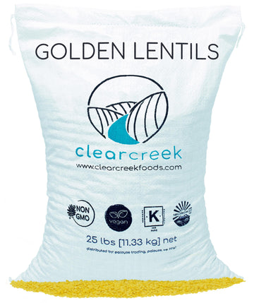 Gold Lentils | 25 LBS | Free 2 Day Shipping Woven Poly Bag