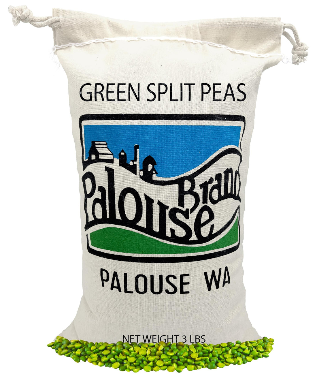 Green Split Peas | 3 LBS | Free 2-3 Day Shipping Drawstring Cotton Bag