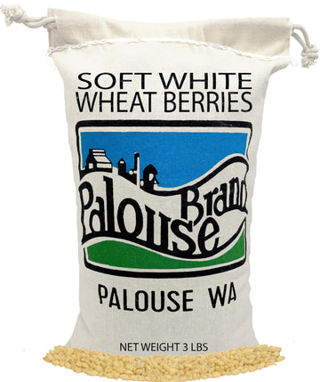Soft White Wheat Berries | 3 LB | Free 2-3 Day Shipping Drawstring Cotton Bag
